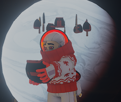 A player wearing a custom RiceMod crown in multiplayer